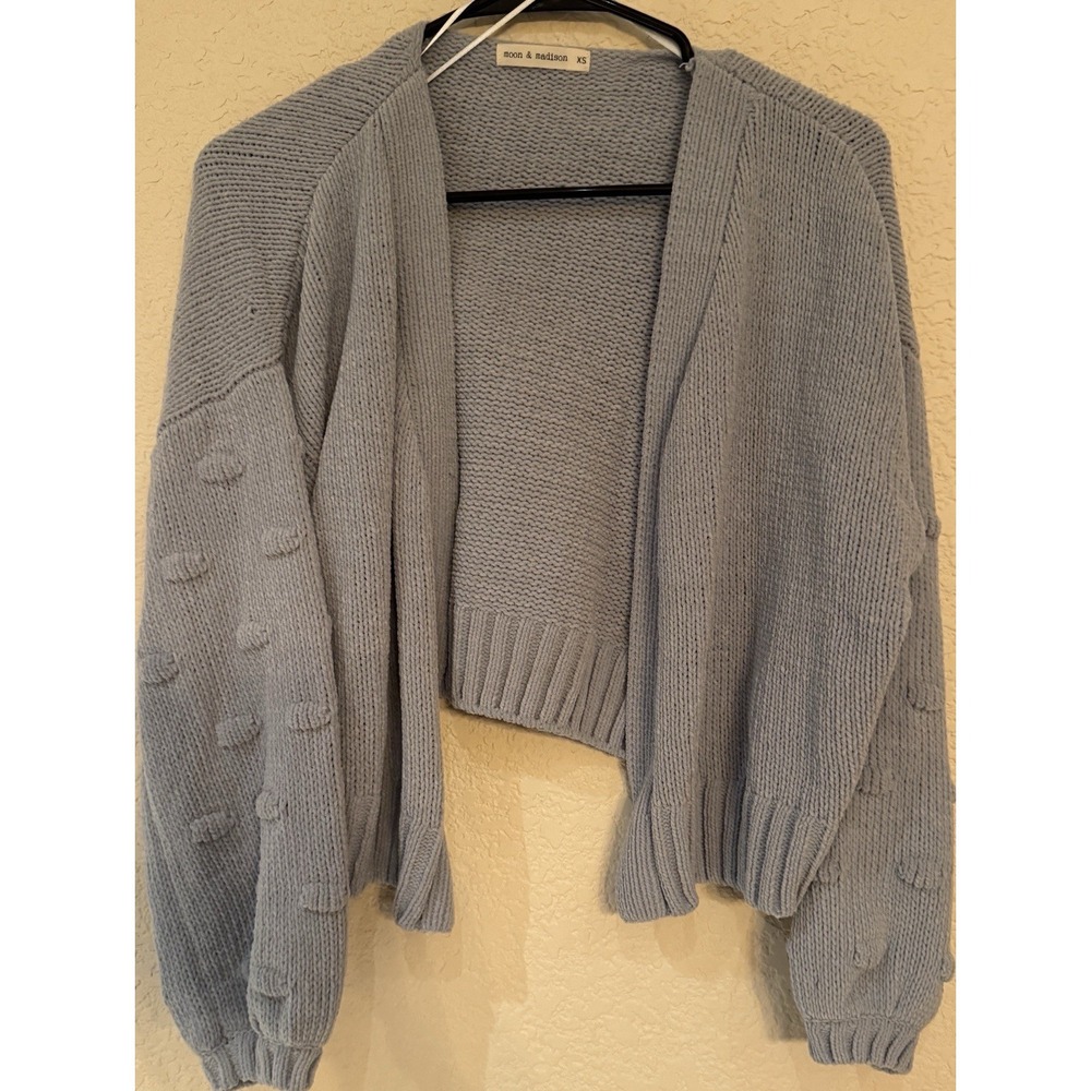 Women's Moon & Madison Smokey Blue Gray Button Down Knit Sweater XS